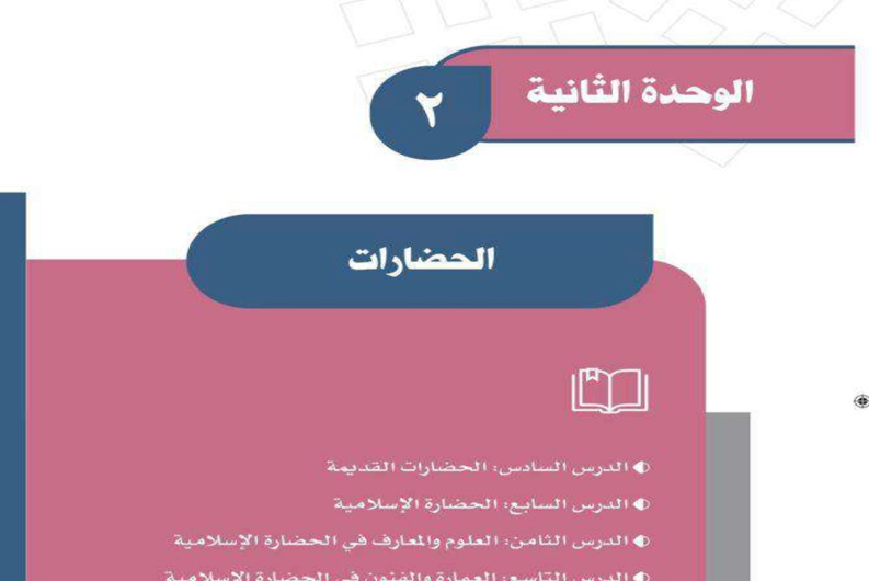 حل وحدة الحضارات مادة الدراسات الاجتماعية أول متوسط ف1