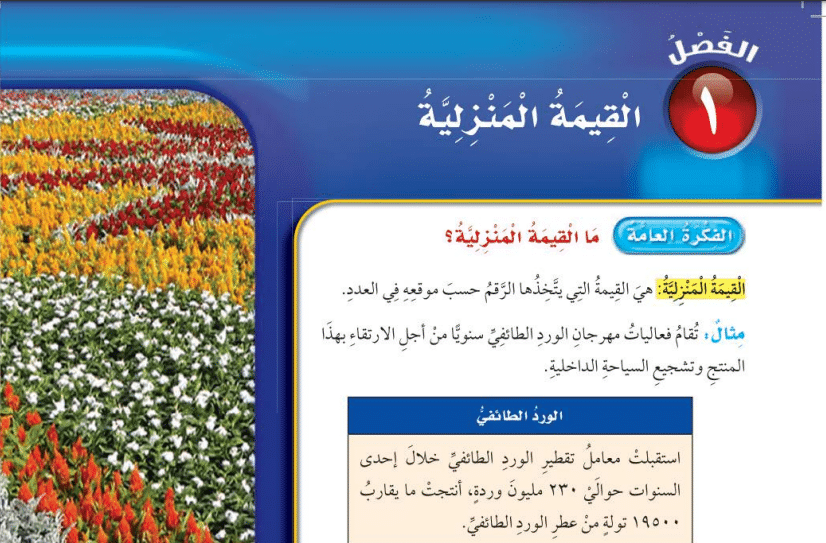 حل فصل القيمة المنزلية رياضيات رابع ابتدائي ف1