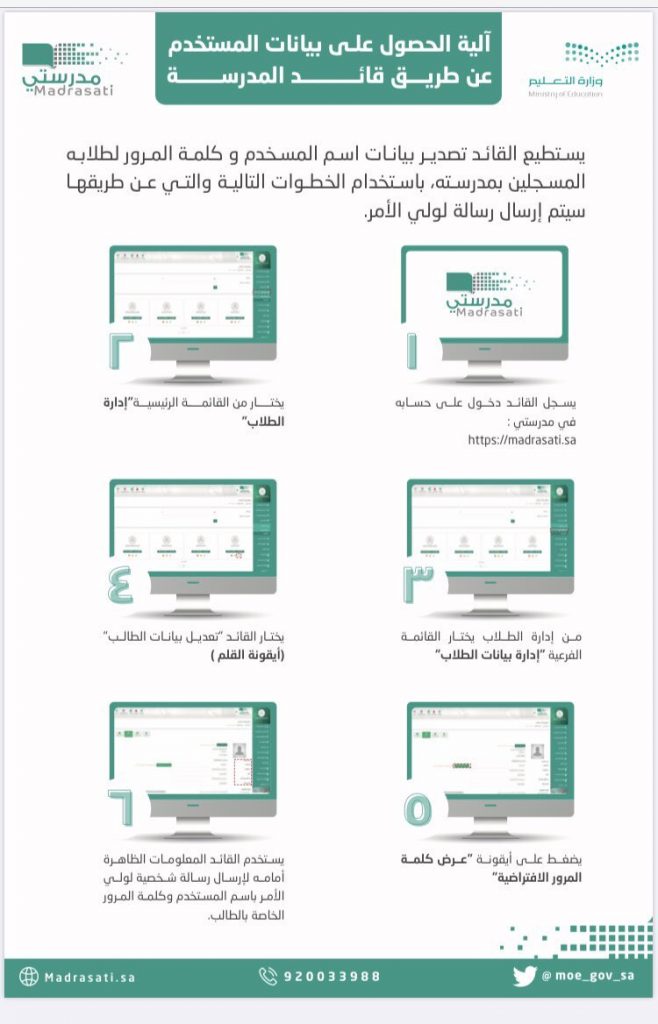 آليه الحصول على بيانات المستخدم بواسطة قائد المدرسة