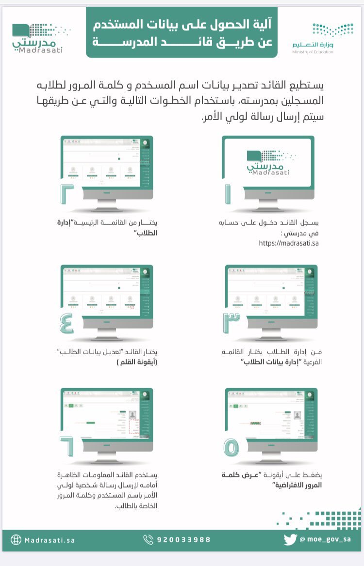 آليه الحصول على بيانات المستخدم بواسطة قائد المدرسة