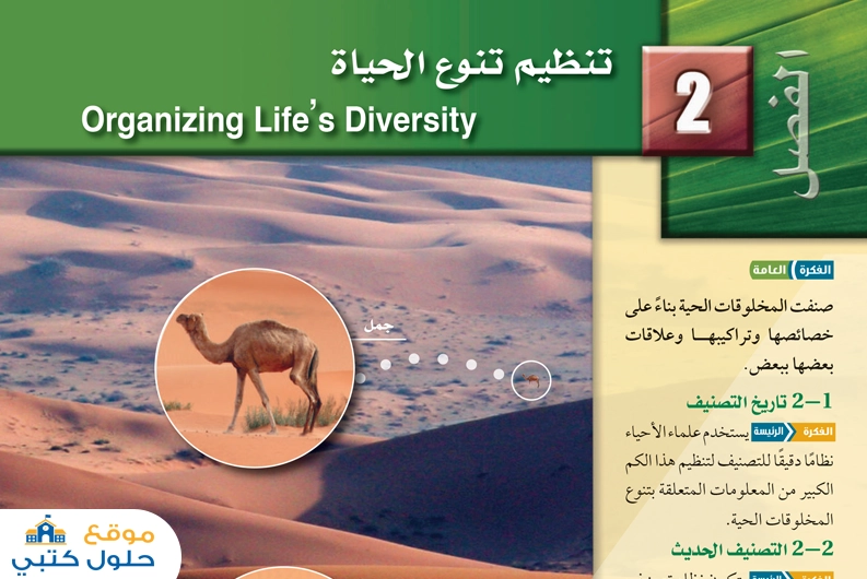 حل مادة الأحياء 1 فصل تنظيم تنوع الحياة أول ثانوي