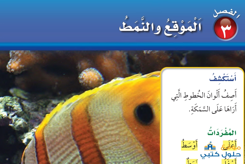 حل فصل الموقع والنمط أول إبتدائي رياضيات ف1