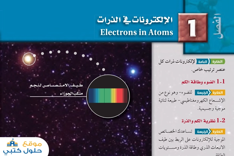 حل الفصل الأولى الإلكترونيات في الذرات مادة الكيمياء ثاني ثانوي