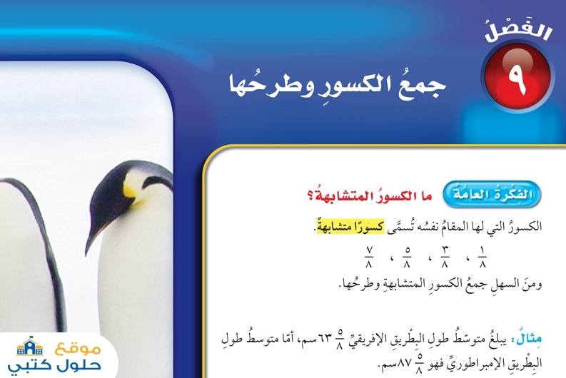 الفصل التاسع جمع الكسور وطرحها