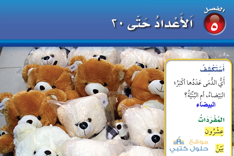 حل الفصل الخامس الأعداد حتى 20 رياضيات أول ابتدائي ف1