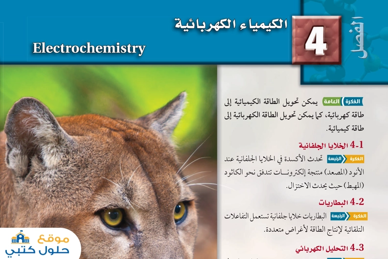 حل كيمياء 3 فصل الكيمياء الكهربائية ثالث ثانوي ف1