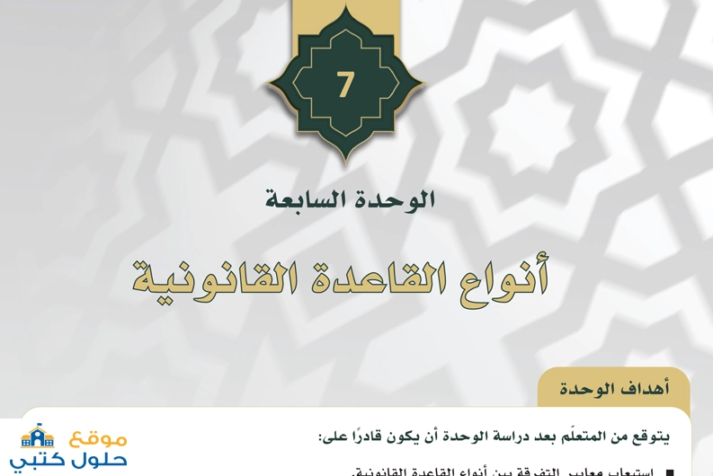 حل وحدة أنواع القاعدة القانونية مادة مبادئ القانون ثالث ثانوي