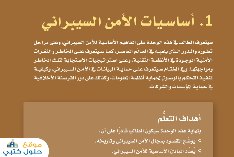الوحدة الأولى أساسيات الأمن السيبراني مسارات ف3 ثالث ثانوي