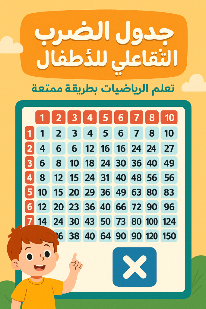 جدول الضرب التفاعلي للأطفال لتعلم الرياضيات بطريقة ممتعة