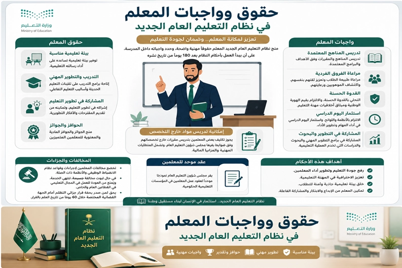 حقوق المعلم في نظام التعليم العام الجديد
